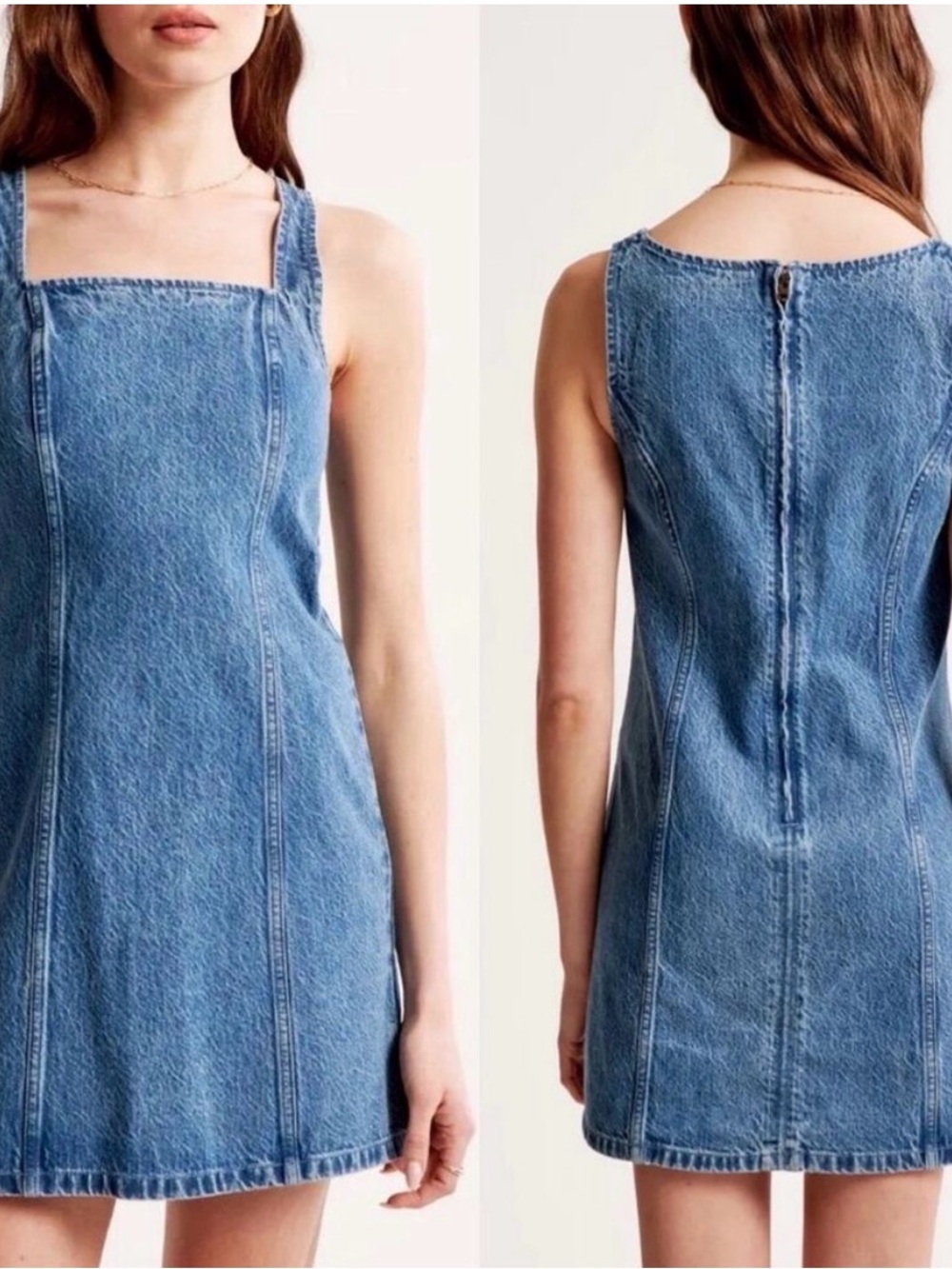 Abercrombie & Fitch Light Blue Denim Square-Neck Mini